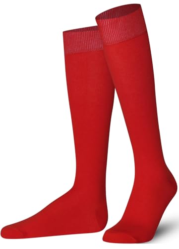 Mysocks Knee High Red Socks for Women Men Combed Cotton Seamless Toe Tall Long High Socks Red,8-11