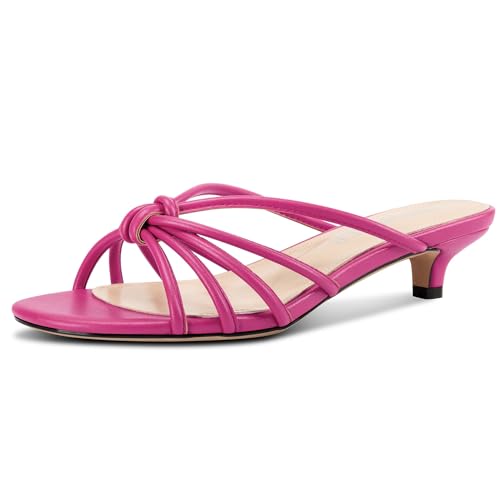 TNYNFBEB Womens Sandals Mules Low Kitten Heel Open Toe Shoes