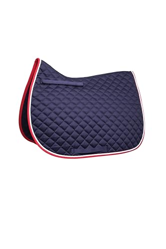 Image of Hy Equestrian Splendid Showjump Saddle Pad (Small Pony, Navy/Red/White)