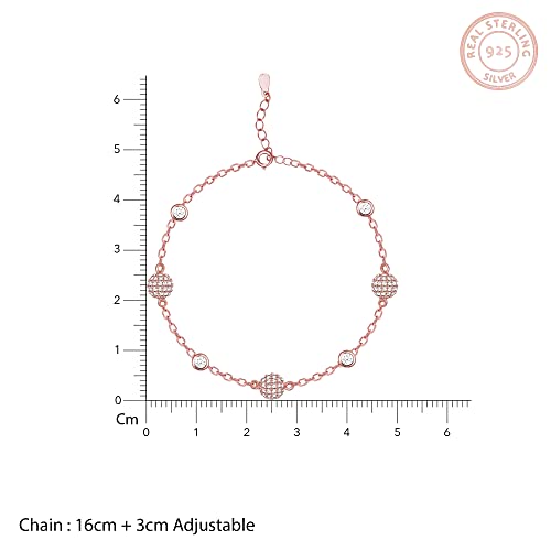 Image of GIVA 925 Silver Rose Gold Anushka Sharma Studded Bubble Bracelet, Adjustable Gifts for Girlfriend, Gifts for Women & Girls| With Certificate of Authenticity and 925 Stamp | 6 Month Warranty*