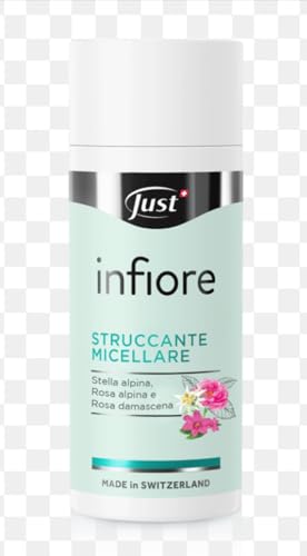 Just Infiore - Desmaquillante micelar con estrella alpina, rosa alpina y rosa Damascena, fabricado en Suiza