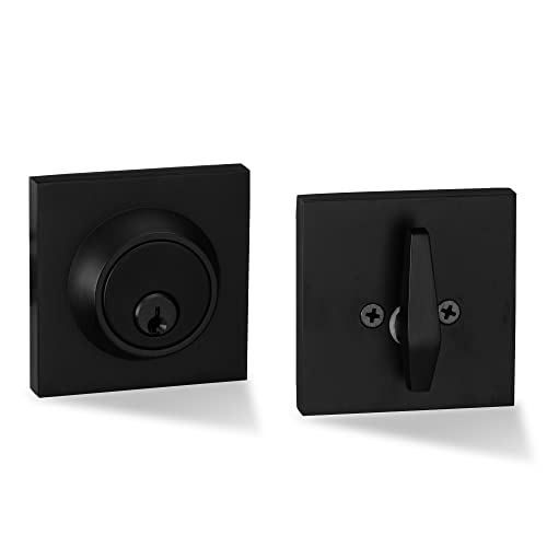 Berlin Modisch Passage Lever Door Handle And Single Cylinder Deadbolt Lock And Key Designer Series Lever Handle Set [Front Door Or Office] Handleset Heavy Duty – Iron Black Finish #TOP3