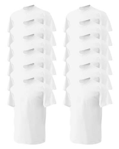 Tee-shirt Gildan en pur coton lourd blanc pour homme grand confort lot de 12 L