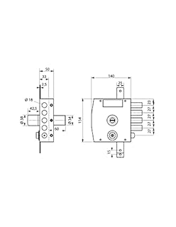 THIRARD - Serrure en Applique à Double Entrée pour Porte d'Entrée - Coffre et Gâche Acier - Verrouillage à Trois Points - 154 x 140 mm - 3 Points - Droite - 5 Clés - Noir
