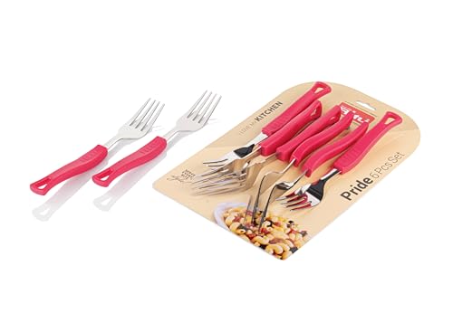 Image of RITU Pride Fruit Fork Spoon Set 6 Pcs Stainless Steel Mini Forks and Spoons Reusable Cutlery Compact Durable for Fruits Snacks Desserts Lunchbox Daily Use Office Parties Home Gift Kitchen Tableware