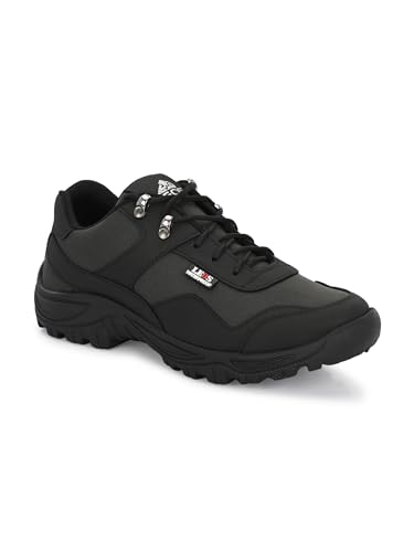 Image of Leo Men's Black Light Weight Casual Waterproof Shoes for Trekking, Hiking & Other Outdoor Activities