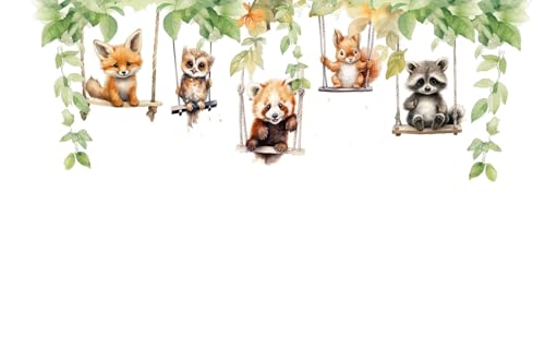 Image of Jungle Theme Wall Sticker for Kids Room Decor - Fun Animal Growth Chart with Giraffe, Elephant, Tiger, Panda, and More - Peel & Stick Removable Nursery Wall Decal (G, Small)