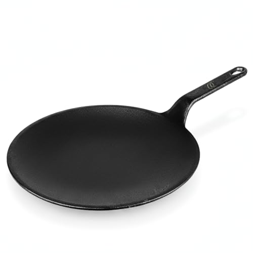 Image of Omichef Premium Cast Iron Tawa for Roti & Dosa | 25.5 cm / 10 Inch Heavy Tawa (2kg) | Induction Friendly | Naturally Non-Stick, 100% Pure & Toxin-Free | No Chemical Coating