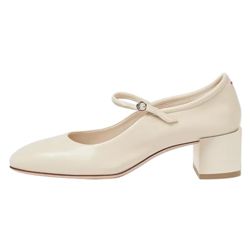 miss left Women Trendy Single Strap Buckle Square Toe Mary Janes Block Low Heel Comfy Daily Dress Pumps Size 4-16 US2