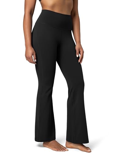 Colorfulkoala Dreamlux Mallas Trompeta Flared Leggings Mujer de Cintura Alta Pantalones Acampanados 29.5'', Negro, XXL