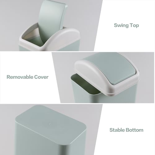 Image of 12L Slim Garbage Can with Swing Lid, Blue Small Plastic Trash Can