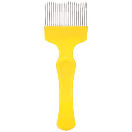 TOPINCN Honey Uncapping Fork Stainless Steel Bee Keeping Comb Beekeeping Tine Straight Needle Honey Scraper Honeycomb Hive Tool Equipment for Beekeeper, 18 Pin Scratcher(Yellow)