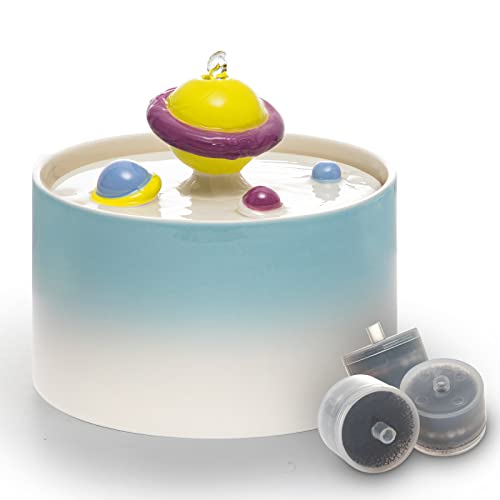 Happy & Polly Cat Water Fountain Ceramic With 3 Replacement Filters Automatic Dog Water Fountain For Small Dogs Strong Filtration System Durable Upgraded Quiet Pump Usb Port Large Size 1.8L Capacity #TOP4