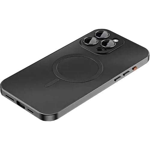 Jeeeun Magnetic Charging Aluminum Metal Bumper Matte Shell Case for iPhone - Slim, Durable Protection with Wireless Charging Compatibility (for iPhone 14,Gray)