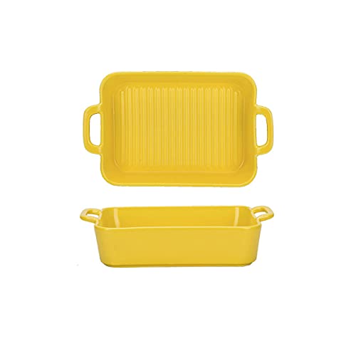 Platos de cerámica para Hornear rectangulares de 10 Pulgadas con Asas (C)
