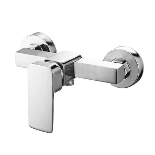 Shower Mixer Taps Wall Mounted Manual Exposed Shower Mixer Valve Single Lever Bathroom Faucet with G1/2 Outlet (Down) Modern Shower Faucet Chrome Stainless Steel Bath Tap for Cold and Hot Water