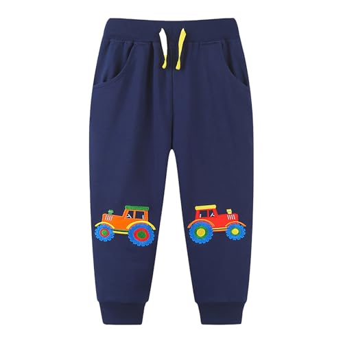 Truck Print Boys Sweatpants Casual Fleece Drawstring Jogger Pants Fall Fashion Elastic Trousers with Pockets