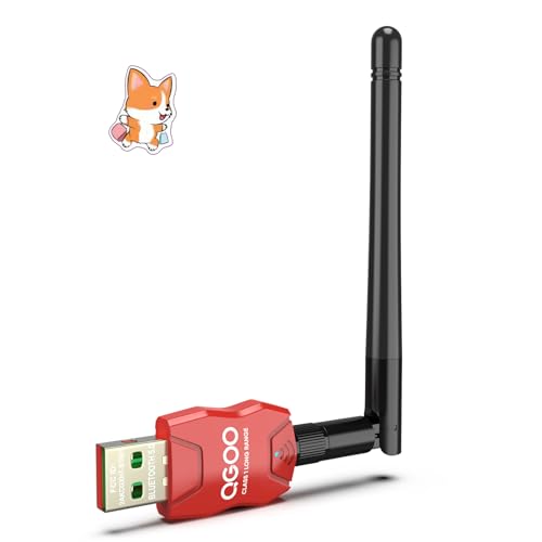 Class 1 Long Range Bluetooth Adapter for PC, QGOO USB Bluetooth Adapter for PC 5.3+EDR, Bluetooth Dongle Bluetooth Receiver Support Windows10/8.1/8/7?red-242?