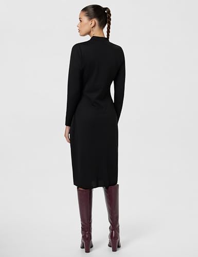 Image of ATHENA LIFESTYLE Black Solid Ribbed Bodycon Dress
