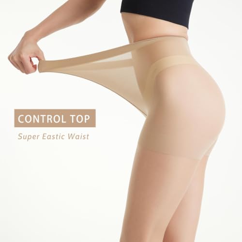 Image of LADYFAN 3 Pairs womens 20D Toeless Sheer Tights -Control Top Pantyhose