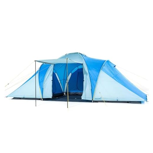 Skandika Daytona XXL - 6 Personas - Tienda de campaña Familiar - cúpula - 3 x cabinas - mosquiteras (Azul/Gris)
