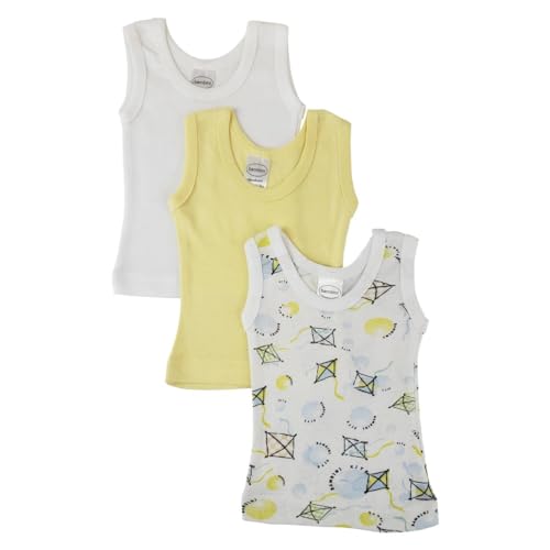Bambini NC-0483NB Unisex Baby 3 Piece Tank Tops, White - Newborn