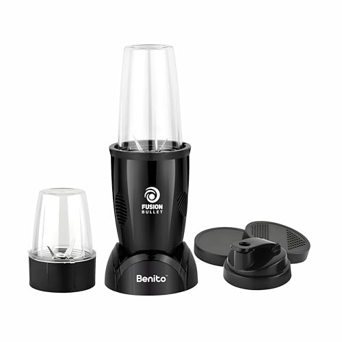 Image of Benito FUSION Bullet 500W Nutri Mix Grinder with 2 Jars | Compact ABS Body with Premium Motor | All-in-One Mixer for Smoothies, Spice, Juices & More | Black | 1 Years Warranty