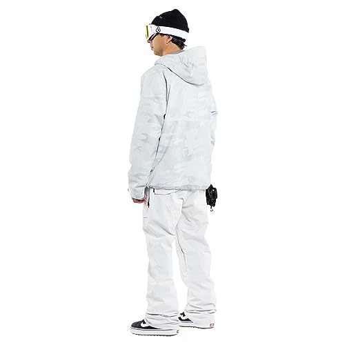 Volcom Jaqueta masculina de snowboard com isolamento padrão 2836, camuflagem branca S4