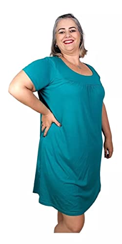 Vestido Feminino Plus Size Midi Manga Curta Moda Evangélica
