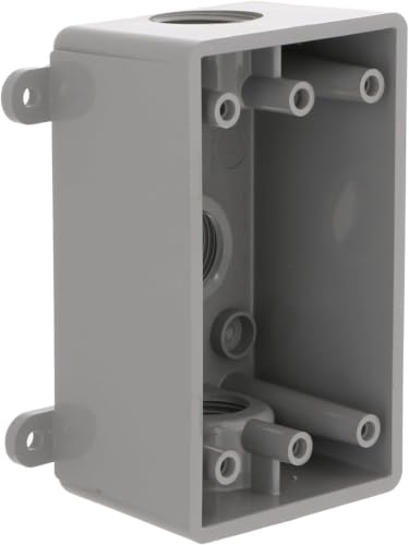 Image of BELL PSB37550GY Single-Gang Weatherproof Three 1 /2 inch. or 3 /4 in. Threaded Outlets,2 in,Gray,(Pack of 8)