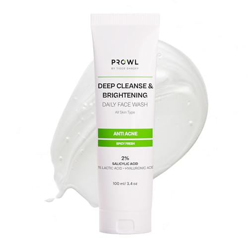 PROWL by Tiger Shroff Facewash 2% Salicylic Acid | Anti Acne For Oily & Acne Prone Man Skin Care with 1% Lactic Acid, Hyaluronic Acid | Exfoliating Brightening Deep Cleanser Face Wash For Men | 100ml