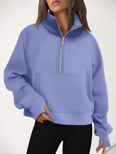 Image of AUTOMET Womens Sweatshirts Half Zip Cropped Pullover Fleece Quarter Zipper Hoodies 2026 Fall Fashion Outfits Clothes