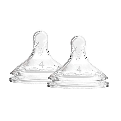 Dr. Brown's - Opciones de cuello ancho de nivel 4 de silicona más tetina, 2 unidades (paquete de 1), flujo lento, sin BPA, adecuado para bebés de más de 9 meses