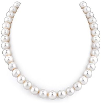 The Pearl Source Freshwater Cultured Pearl Necklace for Women with 10-11mm Pearls in AAA Quality and 14K Gold