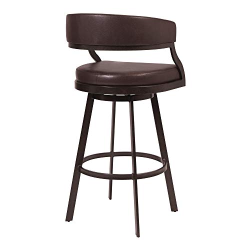 Armen Living Dione Butaco Alto 30" en Auburn Bay y Cuero Sintético Marrón miniatura 4