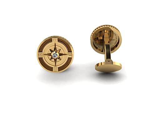 Ratnavali Arts 18 Kt Gold 925 Sterling Silver Natural Diamond Gemstone Men's Cuff Links #TOP2