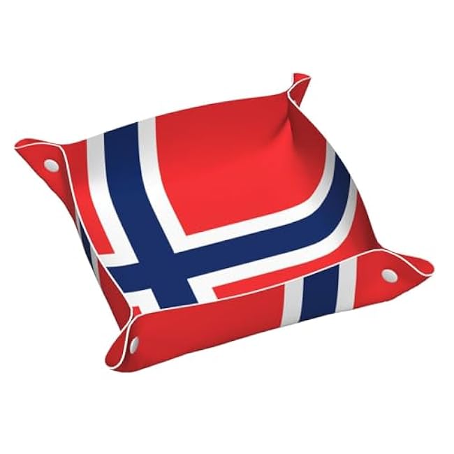 Norwegian Flag Medium Printed Leather Desktop Storage Box - Multi-Functional Personalized Storage Tray