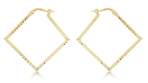 Créoles carrées or jaune 9 ct Carissima boucles d'oreilles élégantes pour le bureau