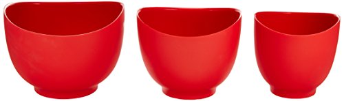 iSi Basics FlexibleSilicone Mixing Bowls, Set of 3, 1 QT, 1.5 QT, 2 QT, Red