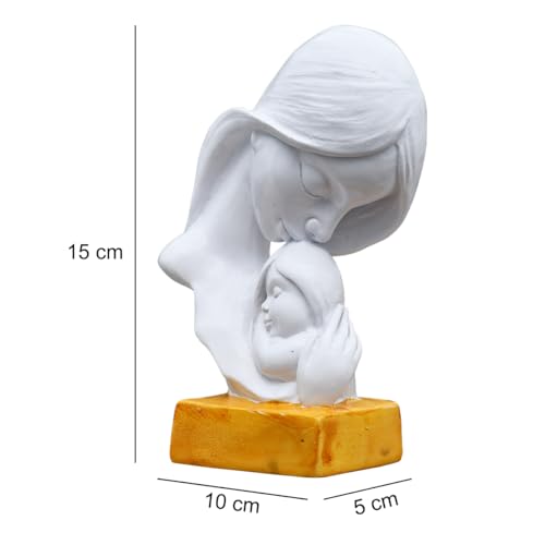 Image of Saugat Traders Resin Mother Child Statue Showpiece for Home Decor Office Table Decoration - Baby Shower for Mom, to Be Mom Handcrafted Mother Baby Showpiece Gift,5 Cm,10 Cm,White