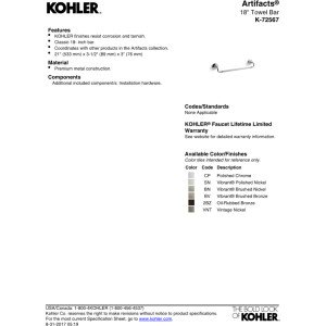 Kohler 72567-CP Artifacts® 18
