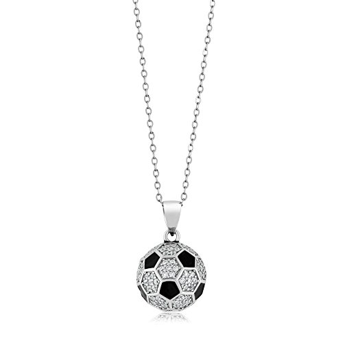 Soccer Ball Pendant Necklace with Shimmering White Zirconia Stones | 925 Sterling Silver | 1.30 Cttw | 1/2 Inch | A Stunning Gift for Soccer Fans and Athletes! | With 18 Inch Silver Chain3