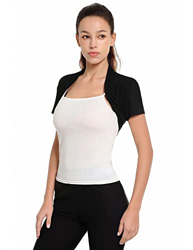 AmélieBoutik Women Short Sleeve Open Front Bolero Cropped Cardigan Shrug3