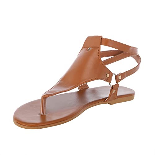 Nu Pieds Femme Été Confortable Plates D'été Bohême Cuir Bout Ouvert Talon Basse Chaussures Mules Pantoufles Confortables Talon Basse Léger Coupe Large Mode Respirante À L'orteil Tongs Avec Boucle – vue 5