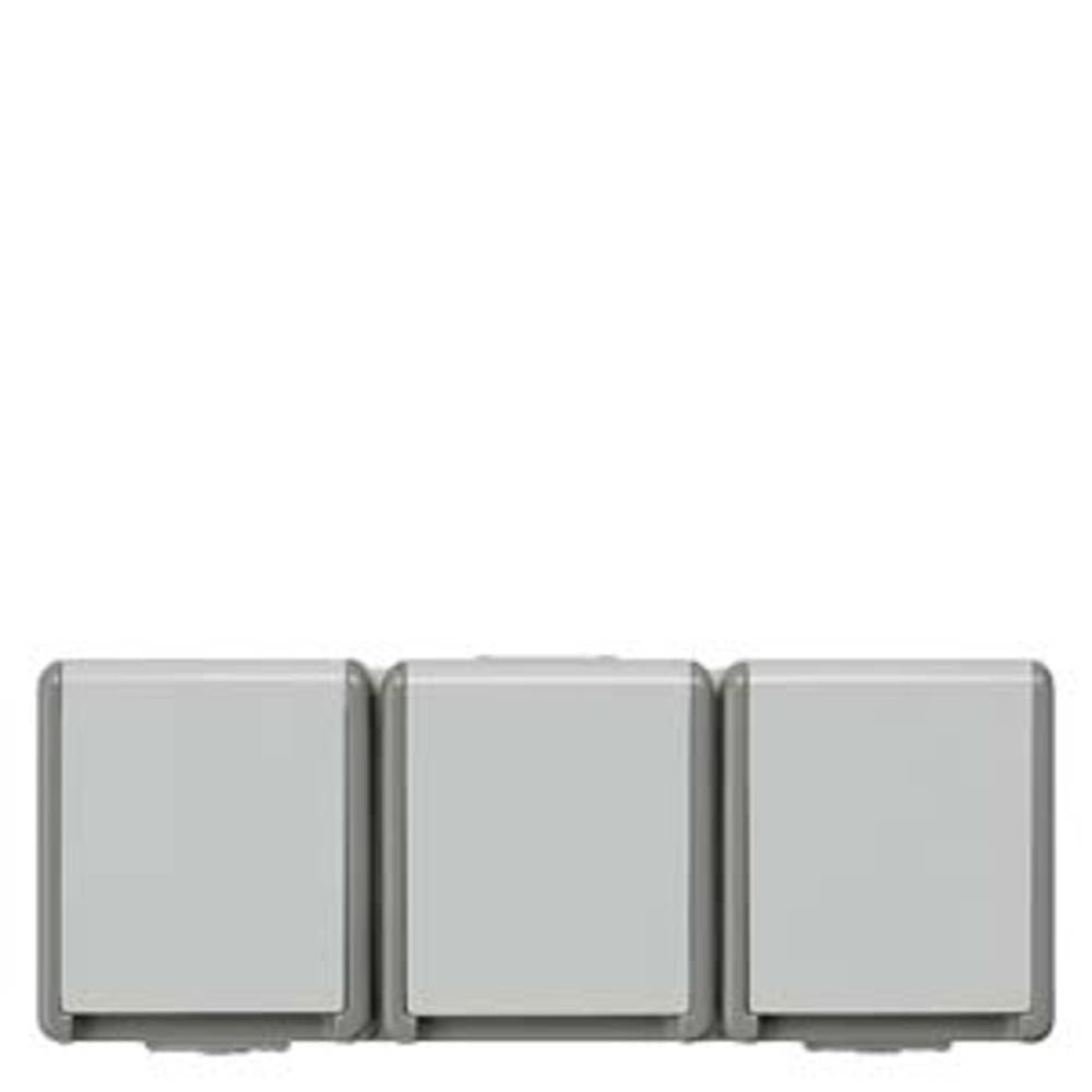 Siemens 5UB4731 Delta Schuko Sockets 3-Way Horizontal, gray, 75 mm