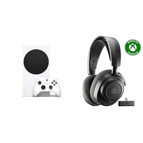 Image of SteelSeries Xbox Series S 1TB SSD Gaming Console 120FPS Robot White Arctis Nova 7X Wireless Gen 2 Gaming Headset 50+ HR Battery Black Bundle