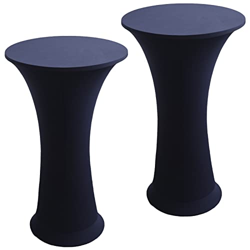 Image of Cocktail Table Covers - 2 Pack 24 inchx43 inch Fitted Highboy Table Cloth - Navy