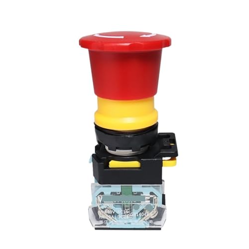 Bouton d'arrêt d'urgence 22mm FXB38 bouton poussoir rouge e-stop 10A avec fixation