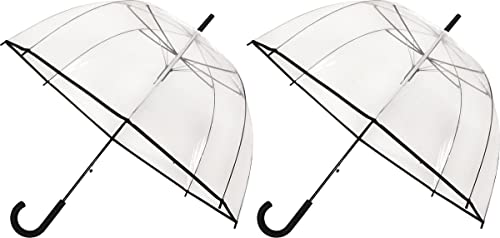 Lot de 2 parapluies cloches transparents 85 cm noirs automatiques pour la pluie