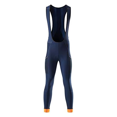 MY KILOMETRE Gravel Men Thermal Bib Tights Winter Cycling Bib Pants with Side Pockets Blue Cover